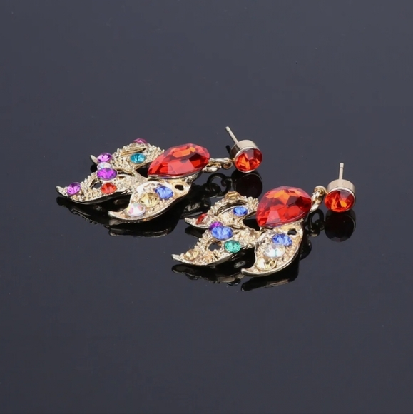 18K gold plated multi color rainbow crystal Necklace earrings set - Picture 11 of 14